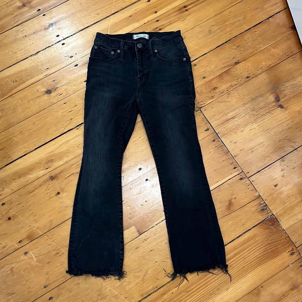 Madewell black jeans cropped flare